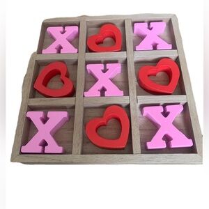 Cute Pink/Red Wooden Tic Tac Toe Game